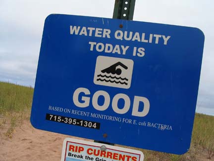 Water quality sign, Lake Superior