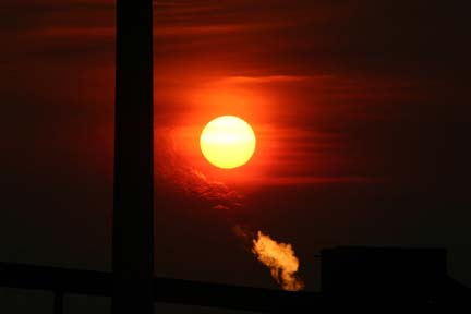 Sunset over coal plant, Nanticoke: photo by Swell Sam Photography