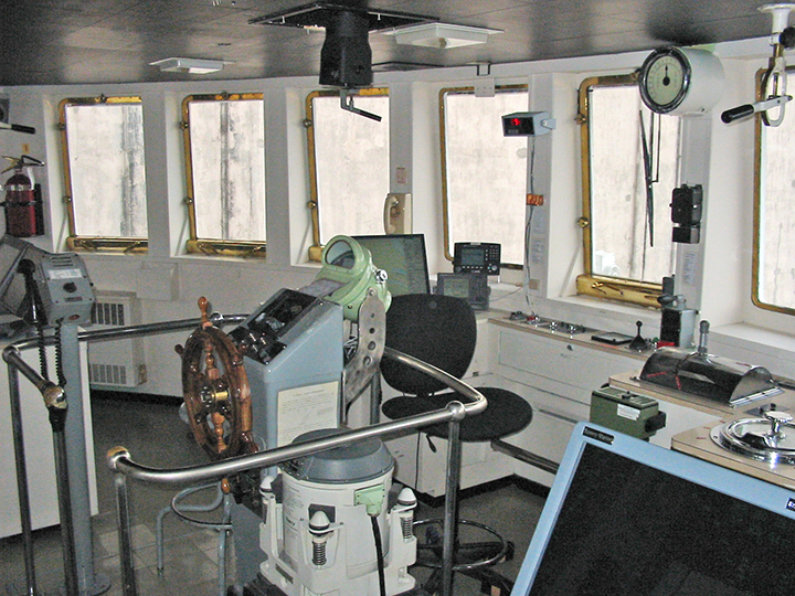 Pilothouse interior on Maritime Trader
