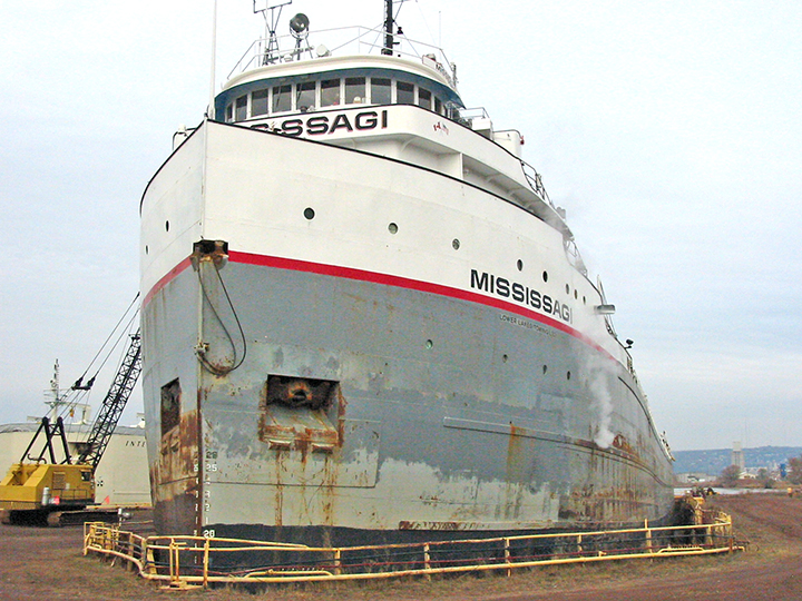 Mississagi in Dry Dock 1 at Fraser Shipyard