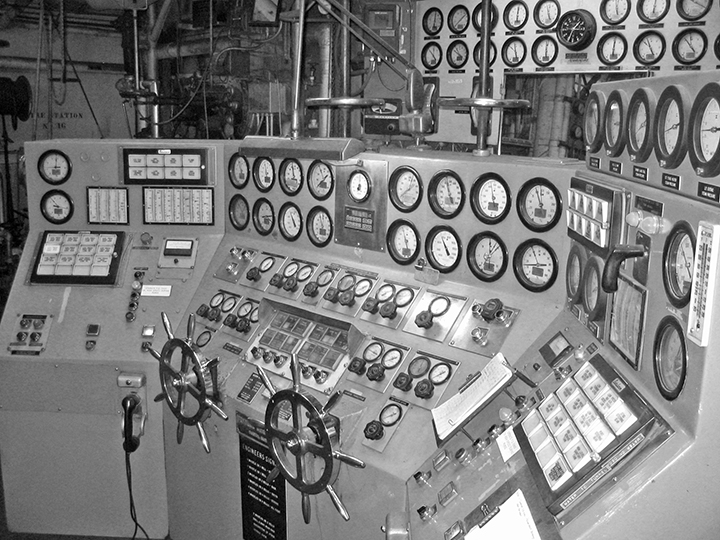 Control panel in engineroom