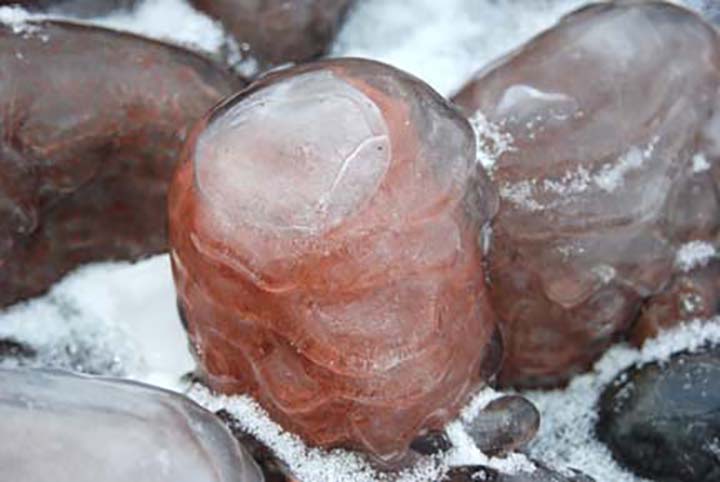 ice covered stones