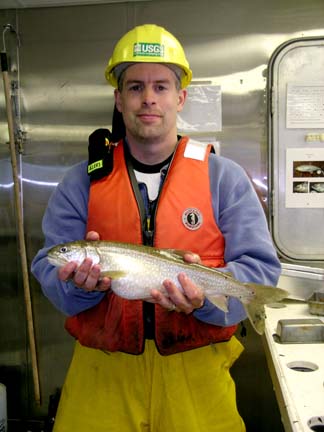 Biologist Jason Stockwell with lake trout