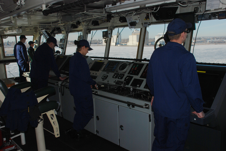 Navigation team on bridge